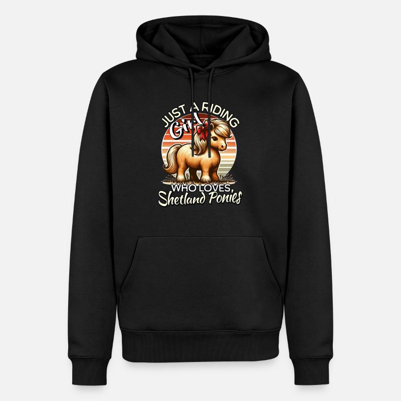 Shetland Pony Mädchen - Männer Premium Bio Hoodie - Schwarz