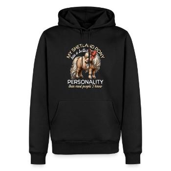 Shetland Pony Reiterin - Männer Premium Bio Hoodie - Schwarz - Vorne - Nico (187cm)