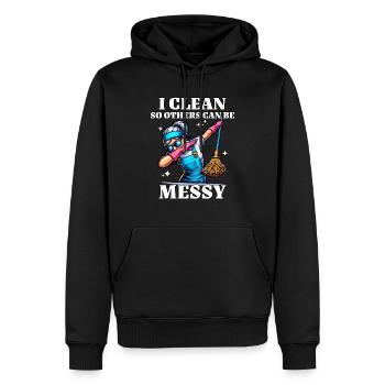 Cleaner - Men’s Premium Organic Hoodie - black - Front - Nico (187cm)