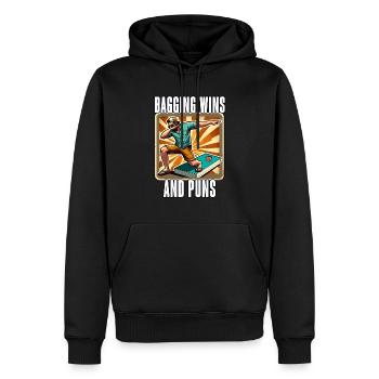 Pouf Cornhole - Sweat à capuche Premium bio Homme - noir - Devant - Nico (187cm)