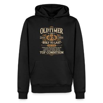 Vintage 1974 Vintage Born Birthday Gift - Men’s Premium Organic Hoodie - black - Front - Nico (187cm)