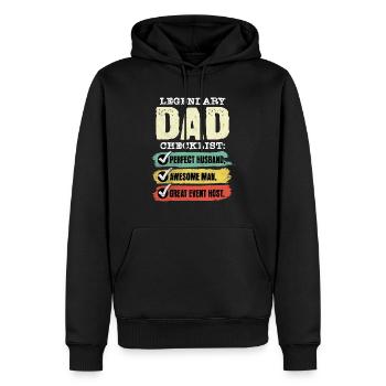 Papa Hôte de l’événement Fête des pères - Sweat à capuche Premium bio Homme - noir - Devant - Nico (187cm)