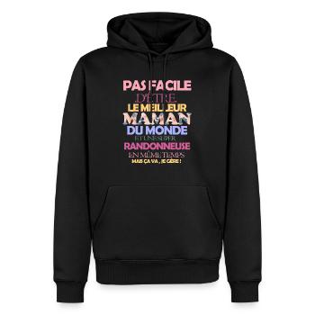 Pas facile maman et routière - Sweat à capuche Premium bio Homme - noir - Devant - Nico (187cm)
