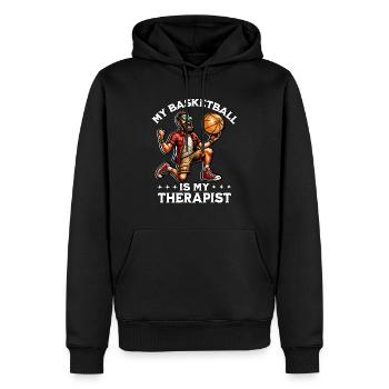 Lustiger Basketball Spruch - Männer Premium Bio Hoodie - Schwarz - Vorne - Nico (187cm)
