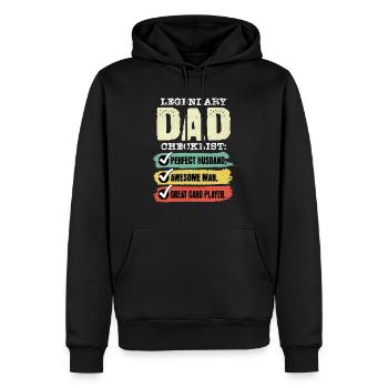 Papa Joueur de cartes Fête des pères - Sweat à capuche Premium bio Homme - noir - Devant - Nico (187cm)