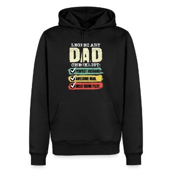 Papa Pilote de drone Fête des Pères - Sweat à capuche Premium bio Homme - noir - Devant - Nico (187cm)