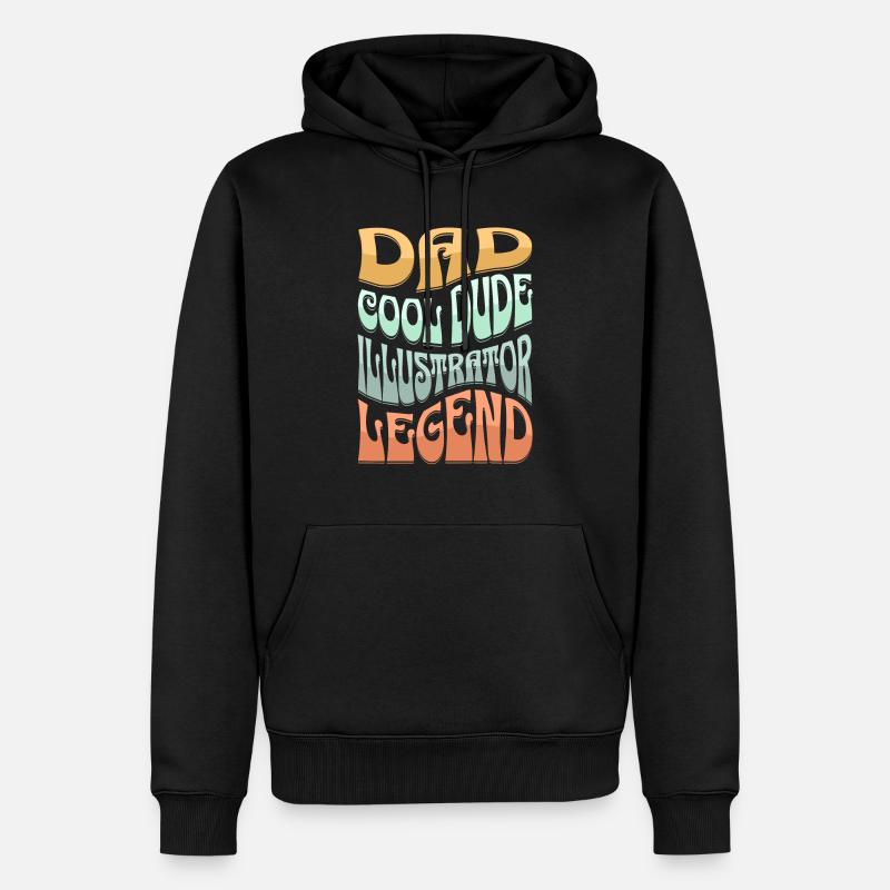 Papa Illustrator - Männer Premium Bio Hoodie - Schwarz
