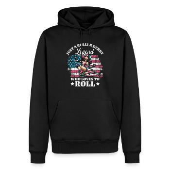 US Roller Derby Spieler - Männer Premium Bio Hoodie - Schwarz - Vorne - Nico (187cm)