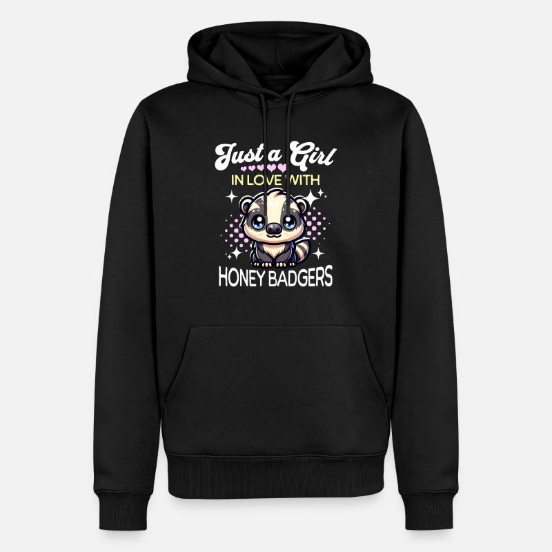 Honigdachs Mädchen - Männer Premium Bio Hoodie - Schwarz