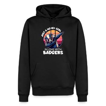Mädchen Liebt Honigdachs - Männer Premium Bio Hoodie - Schwarz - Vorne - Nico (187cm)