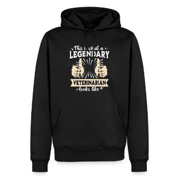 vVétérinaire légendaire - Sweat à capuche Premium bio Homme - noir - Devant - Nico (187cm)