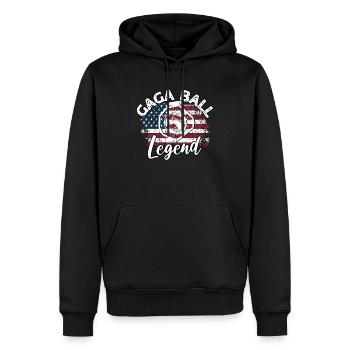 Gaga Ball Sprüche - Männer Premium Bio Hoodie - Schwarz - Vorne - Nico (187cm)