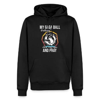 Drôle de dicton Gaga Ball - Sweat à capuche Premium bio Homme - noir - Devant - Nico (187cm)