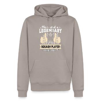 Joueur de squash légendaire - Sweat à capuche Premium bio Homme - taupe - Devant - Nico (187cm)