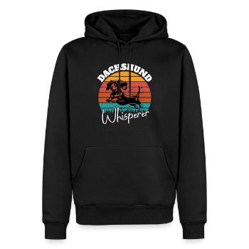 Teckel chuchoteur - Sweat à capuche Premium bio Homme - noir - Devant - Nico (187cm)