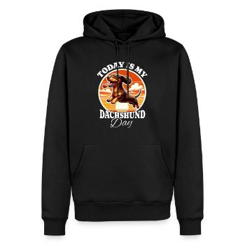 Teckel - Sweat à capuche Premium bio Homme - noir - Devant - Nico (187cm)