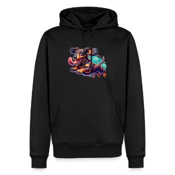 Dackel - Männer Premium Bio Hoodie - Schwarz - Vorne - Nico (187cm)