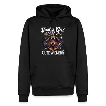 Teckel Fille - Sweat à capuche Premium bio Homme - noir - Devant - Nico (187cm)