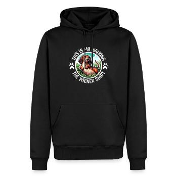 Promenade du teckel - Sweat à capuche Premium bio Homme - noir - Devant - Nico (187cm)