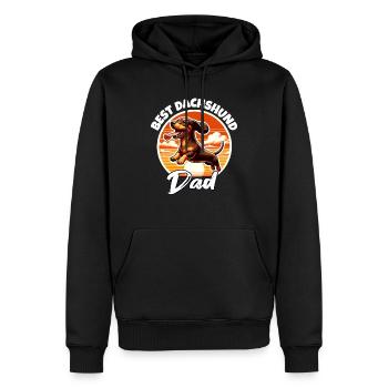 Papa teckel - Sweat à capuche Premium bio Homme - noir - Devant - Nico (187cm)