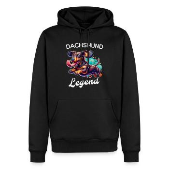 Teckel Légende Teckel - Sweat à capuche Premium bio Homme - noir - Devant - Nico (187cm)