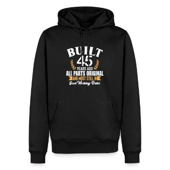 Built 45 Years Ago All Parts Original Outfit 45th - Men’s Premium Organic Hoodie - black - Front - Nico (187cm)