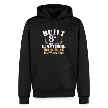 Built 81 Years Ago All Parts Original Outfit 81st - Men’s Premium Organic Hoodie - black - Front - Nico (187cm)