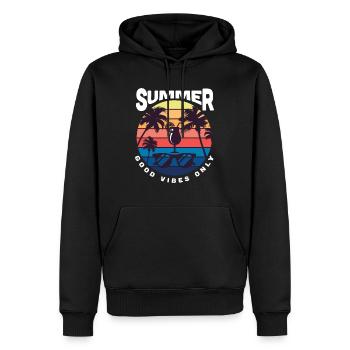 Summer - Sweat à capuche Premium bio Homme - noir - Devant - Nico (187cm)