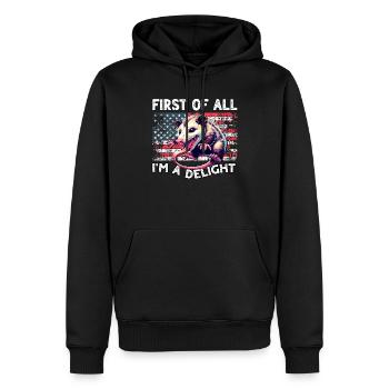 Opossum - Männer Premium Bio Hoodie - Schwarz - Vorne - Nico (187cm)