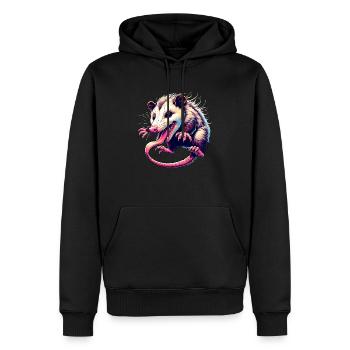 Opossum - Männer Premium Bio Hoodie - Schwarz - Vorne - Nico (187cm)