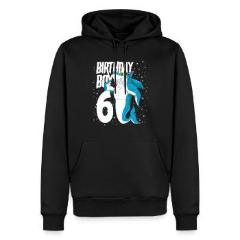 Cadeau d’anniversaire requin garçon 6 ans - Sweat à capuche Premium bio Homme - noir - Devant - Nico (187cm)