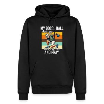 Drôle de dicton de boule de pétanque - Sweat à capuche Premium bio Homme - noir - Devant - Nico (187cm)