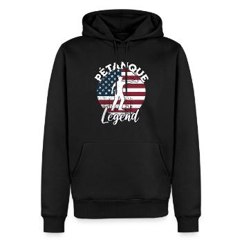 Dictons de pétanque - Sweat à capuche Premium bio Homme - noir - Devant - Nico (187cm)