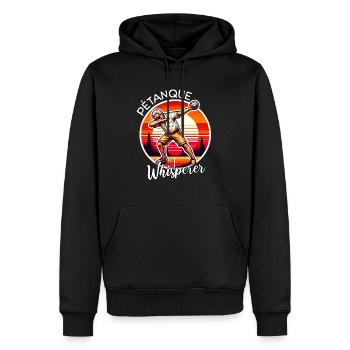 Chuchoteur de pétanque - Sweat à capuche Premium bio Homme - noir - Devant - Nico (187cm)
