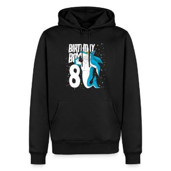 Cadeau d’anniversaire requin garçon 8 ans - Sweat à capuche Premium bio Homme - noir - Devant - Nico (187cm)