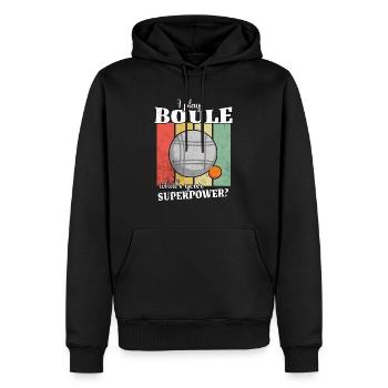 Drôle de dicton Boule - Sweat à capuche Premium bio Homme - noir - Devant - Nico (187cm)