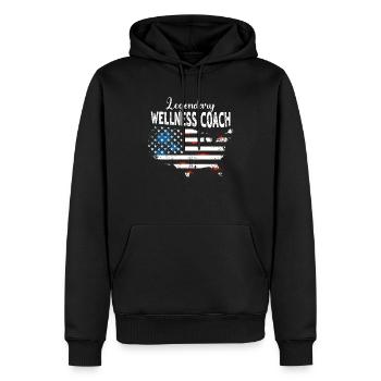Wellness Coach US - Männer Premium Bio Hoodie - Schwarz - Vorne - Nico (187cm)
