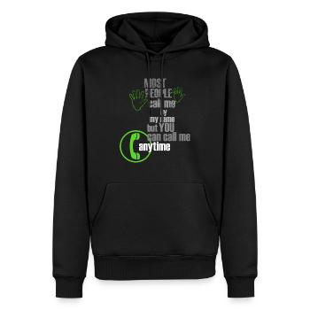 Vous pouvez m’appeler à tout moment - Sweat à capuche Premium bio Homme - noir - Devant - Nico (187cm)
