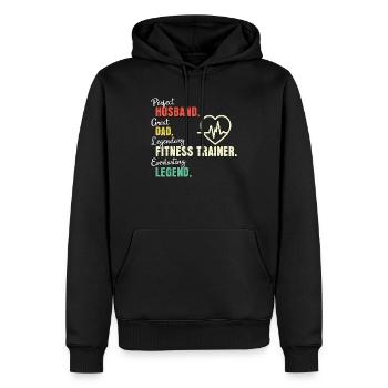 Fitnesstrainer Papa - Männer Premium Bio Hoodie - Schwarz - Vorne - Nico (187cm)