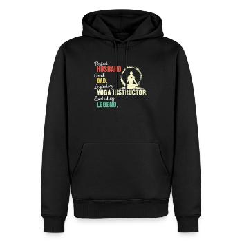 Papa professeur de yoga - Sweat à capuche Premium bio Homme - noir - Devant - Nico (187cm)