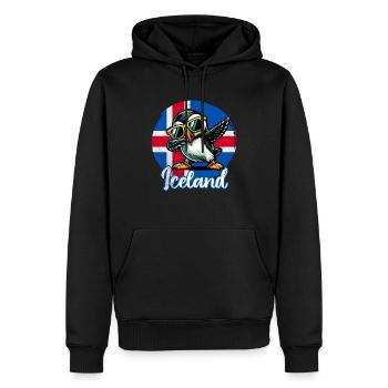 Dictons amusants de macareux - Sweat à capuche Premium bio Homme - noir - Devant - Nico (187cm)