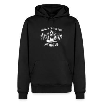 Ligne de cœur de belette ECG - Sweat à capuche Premium bio Homme - noir - Devant - Nico (187cm)
