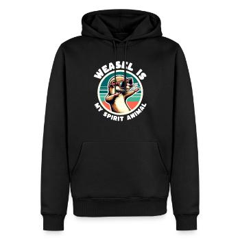 Drôles de dictons de belette - Sweat à capuche Premium bio Homme - noir - Devant - Nico (187cm)