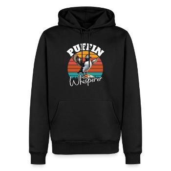 Souffleur de macareux - Sweat à capuche Premium bio Homme - noir - Devant - Nico (187cm)