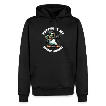 Dictons amusants de macareux - Sweat à capuche Premium bio Homme - noir - Devant - Nico (187cm)