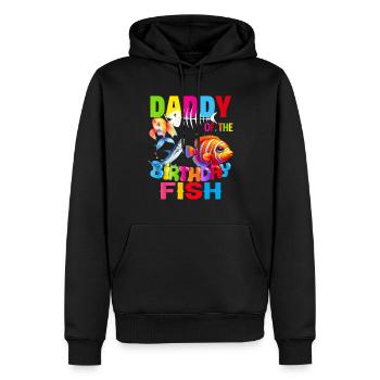 Papa de l’anniversaire Pêche Papa Poisson Anniversaire - Sweat à capuche Premium bio Homme - noir - Devant - Nico (187cm)