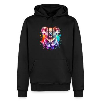 Koala - Männer Premium Bio Hoodie - Schwarz - Vorne - Nico (187cm)