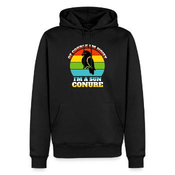 Drôles de perruches solaires - Sweat à capuche Premium bio Homme - noir - Devant - Nico (187cm)