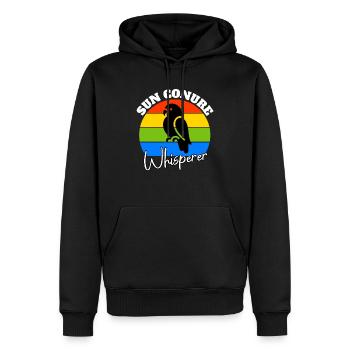 Perruche du soleil qui murmure à l’oreille - Sweat à capuche Premium bio Homme - noir - Devant - Nico (187cm)