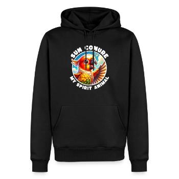 Drôles de perruches solaires - Sweat à capuche Premium bio Homme - noir - Devant - Nico (187cm)